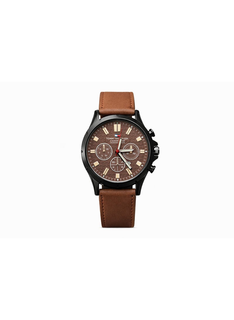 Tommy Hilfiger Men’s Chronograph Watch with Brown Leather Strap